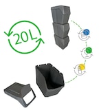 thumbnail of Prosperplast Juego de 3 cubos de reciclaje con capacidad de 60 litros de compartimentos en color gris 39x23x33 cm