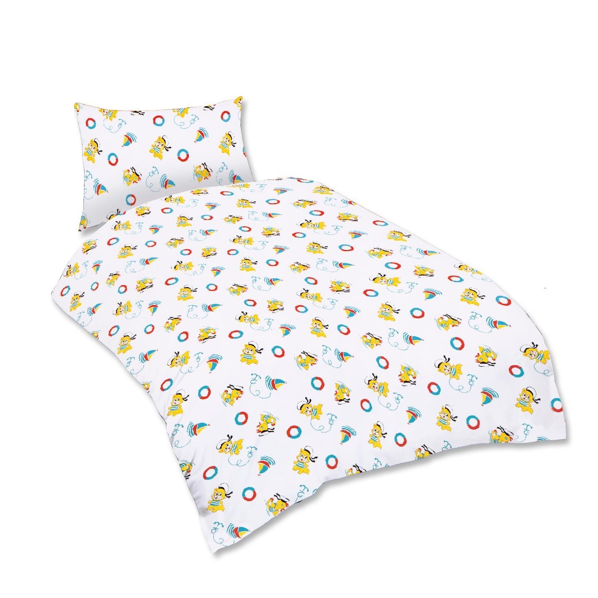 Kinder Bettwäsche PAUL Baumwolle 2 teilig Reißverschluss Ente Katze Boot Marke