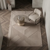 thumbnail of Teppich Kurzflor Geometrisch Modern Waschbar Esszimmer Flur OEKO-TEX Beige 140x200 cm Fußbodenheizung geeignet – LAVAREDO von Kadima Design