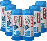 thumbnail of Alfapac - Müllbeutel 30L 50x75cm mit Selbstverschluss für hohe Eimer, 6 Rollen x 15 Stück (80% Recycelt)