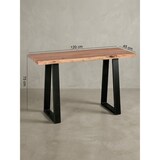 thumbnail of Konsolentisch GAYA Massivholz Akazie, Schreibtisch 120 cm breit im Landhaus-Stil, Schminktisch mit Design, Sekretär mit 2 Metallbeinen, Echt-Holz