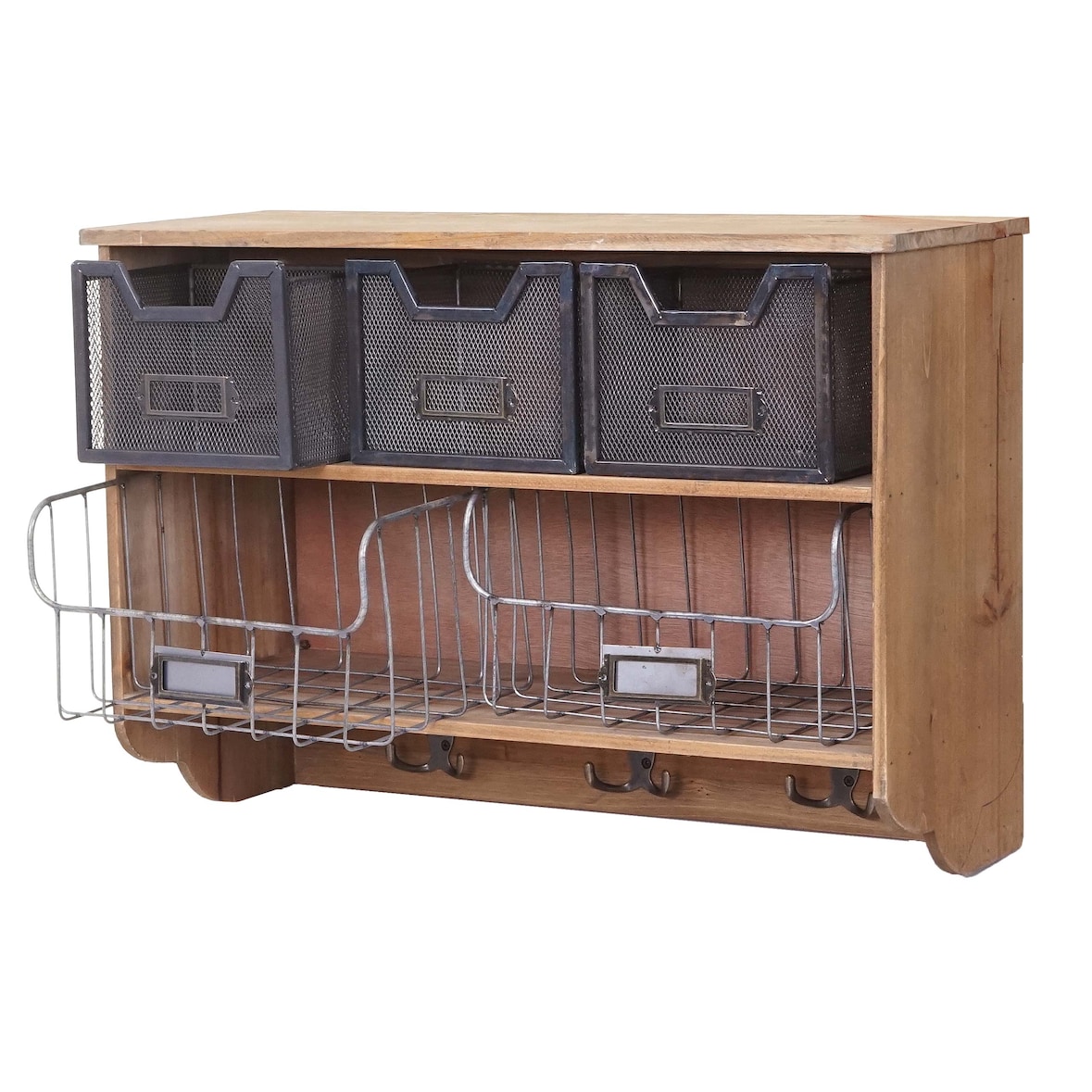 Estanteria Cocina HWC-A43, Estanteria Hogar, Madera de Abeto Vintage Patchwork 42x60x24cm
