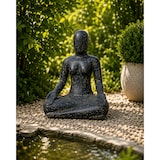 thumbnail of Figura yoga Loto decorativa jardín hormigón negro 80 cm escultura exterior zen terraza patio 70 kg