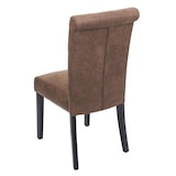 thumbnail of Set van 6 eetkamerstoelen Chesterfield II, stoel keukenstoel, klinknagels ~ stof/textiel bruin, donkere poten