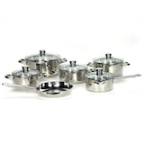 thumbnail of Batería de Cocina en Acero Inoxidable (11 piezas), 4 Cazuelas (16 cm, 18 cm, 20 cm y 24 cm), 1 Cazo (16 cm), 1 SarténGgrill (20 cm), 5 Tapas