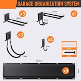 thumbnail of TOJ Living Werkzeughalter – 3 Schienen + 9 Haken – 120 cm – Metall – matt schwarz – Besenhalter