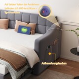 thumbnail of Ausziehbares Schlafsofa 90/180x190 cm mit Samtbezug, USB-Anschlüssen, Stauraum, hydraulisch, komfortabel, modernes Design Grau