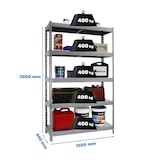 thumbnail of SimonRack Rayonnage industriel, 2000x1500x450 mm, 400 kg au point de flexion, 5 étagères métalliques, rayonnage garage, Galvanisé- Ecoforte