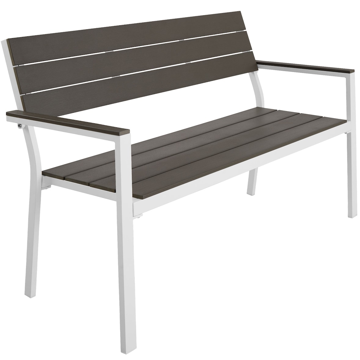 tectake Banco de jardim Line de 2 lugares com estrutura em alumínio 128x59x88 cm  Cinzento Claro/Branco