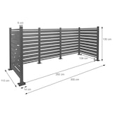 thumbnail of Alu Mülltonnen-Zaun HWC-K57, Mülltonnenverkleidung, Holzoptik erweiterbar 130x300x110cm ~ grau