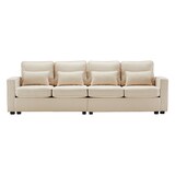 thumbnail of Merax 4-Sitzer-Sofa aus Leinenstoff, mit Armlehnentaschen und 4 Kissen, Sofa im einfachen Stil, geeignet für Wohnzimmer, Wohnung und Büro, Beige