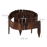 thumbnail of Relaxdays Beeteinfassung, 200 cm lang, flexibel, Sichthöhe: 10 cm, zum Stecken, Holz, Beetzaun, Rasenkante, dunkelbraun