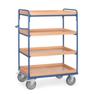 Etagenwagen, Tragl. 600kg, 4 Etage(n), Ladefl. LxB 1000x700mm, Holzkästen, RAL5007