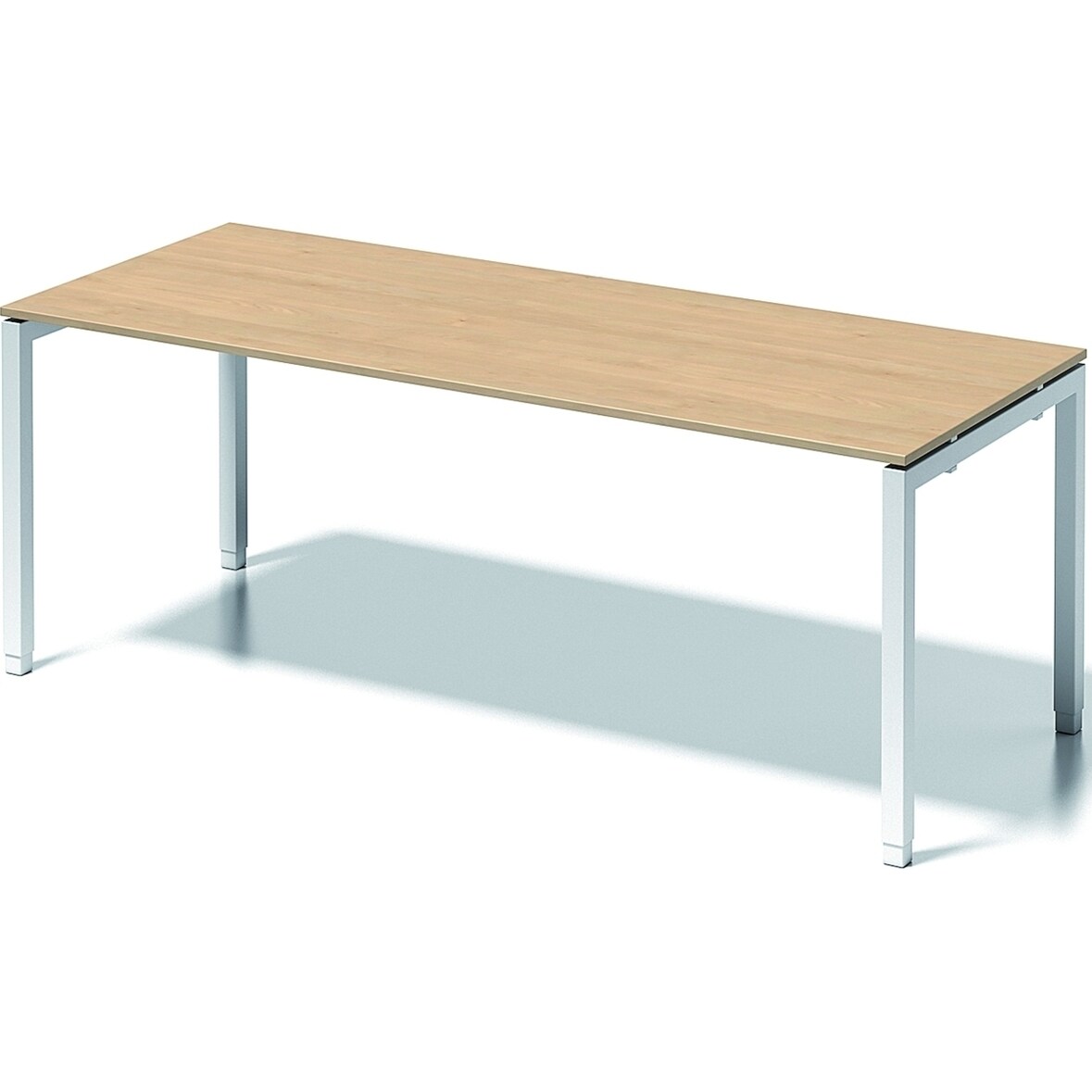 Schreibtisch Cito BxTxH 200x80x65-85cm ahorn Gestell verkehrsweiß