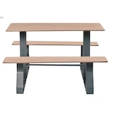 thumbnail of Euroterrasse Table+assises hysope 4pl l1180mm rectangle tp diam50 metal gris 7016 hpl chene clair