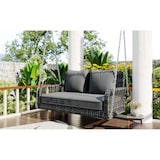 thumbnail of Merax Hollywoodschaukel, Gartenschaukel, Gartenmöbel-Set, Graues Rattan, graues Sitzkissen, 2 Sitze, mit Sitzkissen und Rückenkissen