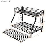 thumbnail of Merax Etagenbett für Erwachsene, Metallbett Hochbett mit ausziehbarem Bett 90x200cm/140x200cm/90x190cm, schwarz