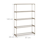 thumbnail of Relaxdays Blumenregal, HxBxT: 140 x 91 x 28 cm, 5 Ablagen, Stecksystem, Metall & Kunststoff, Gewächshaus Regal, braun