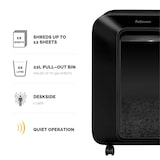 thumbnail of Destructora trituradora de papel Fellowes LX200, 1-3 usuarios, destruye hasta 12 hojas en minipartículas de 4x12mm, DIN P-4, papelera 22L/350 hojas