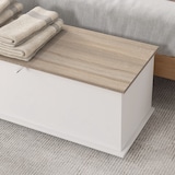 thumbnail of Baúl de almacenamiento de madera arcón de almacenamiento con tapa carga máx. 120 kg para dormitorio salón 100x40x40 cm natural y blanco