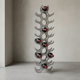 thumbnail of Design Aluminium Weinregal 27 Flaschen in Silber 31x98x14 cm, Flaschenregal Wein Zubehör hoch modern, Metall Deko Weinflaschen Halter Schmal Küche