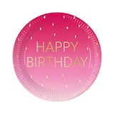 thumbnail of 8 grosse Teller Happy Birthday rosa & gold