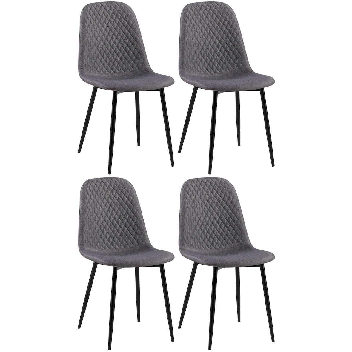 Set di 4 sedie Giverny grigio scuro/Tessuto