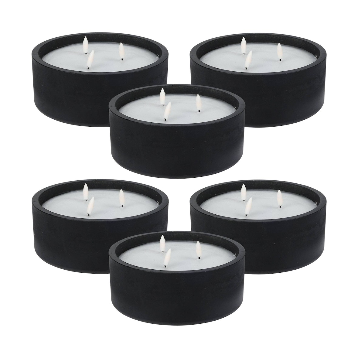 WellHome - Embalagem de 6 velas LED redondas pretas 20x20x8cm