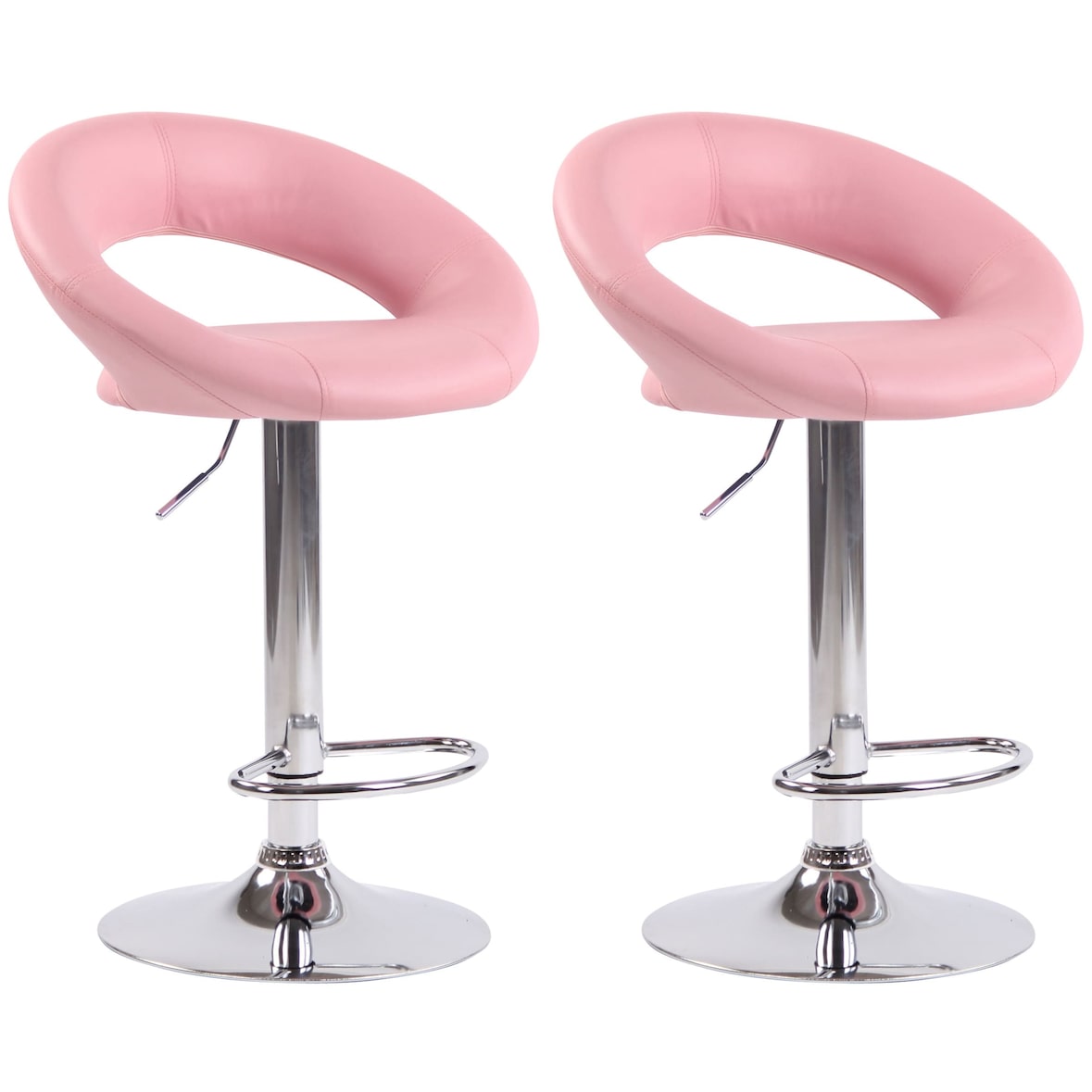 2er Set Barhocker Olinda Kunstleder pink/chrom