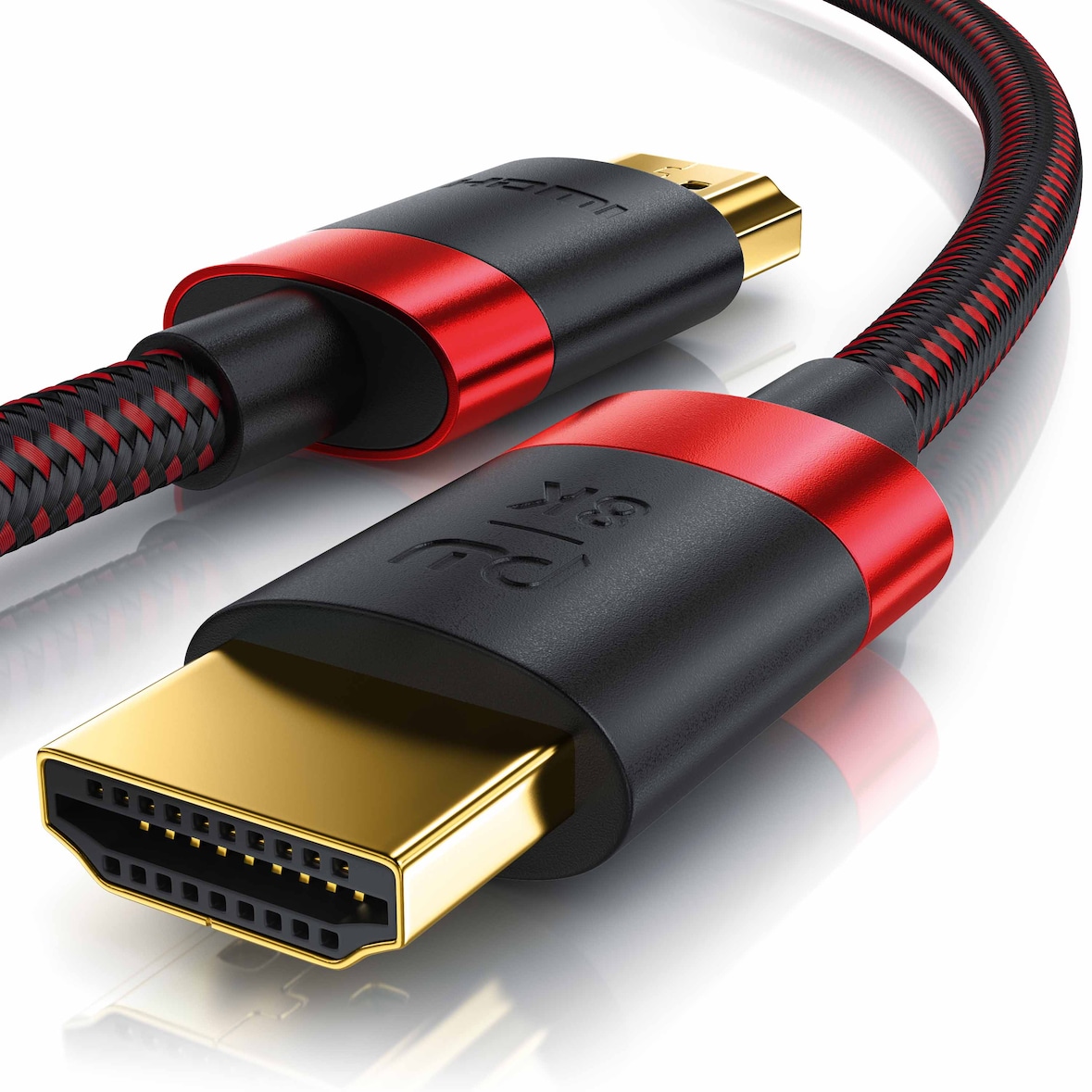 Primewire - 4m High Speed 8K HDMI Kabel 2.1 mit Ethernet ARC 3D 4K Ultra HD 7680x4320 @ 120 Hz PS4 360 TV OLED PC Laptop Beamer Monitor - Schwarz/Rot