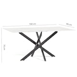 thumbnail of Innentisch 160x90 cm mit gehärteter Glasplatte und Metallbeinen, elegantes Design, ideal für Küche oder Esszimmer–MORGAN–Weißer Marmor/Grau