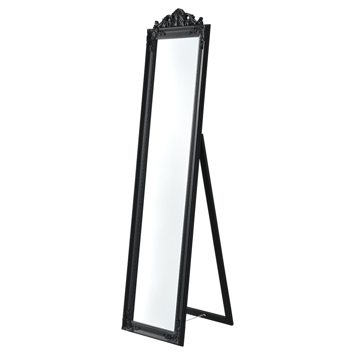 Helloshop26 - Miroir sur pied inclinable 160 x 40 cm noir mat 03_0007964