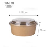 thumbnail of Pot salade en carton kraft brun 1250 ml + couvercle RPET par 300