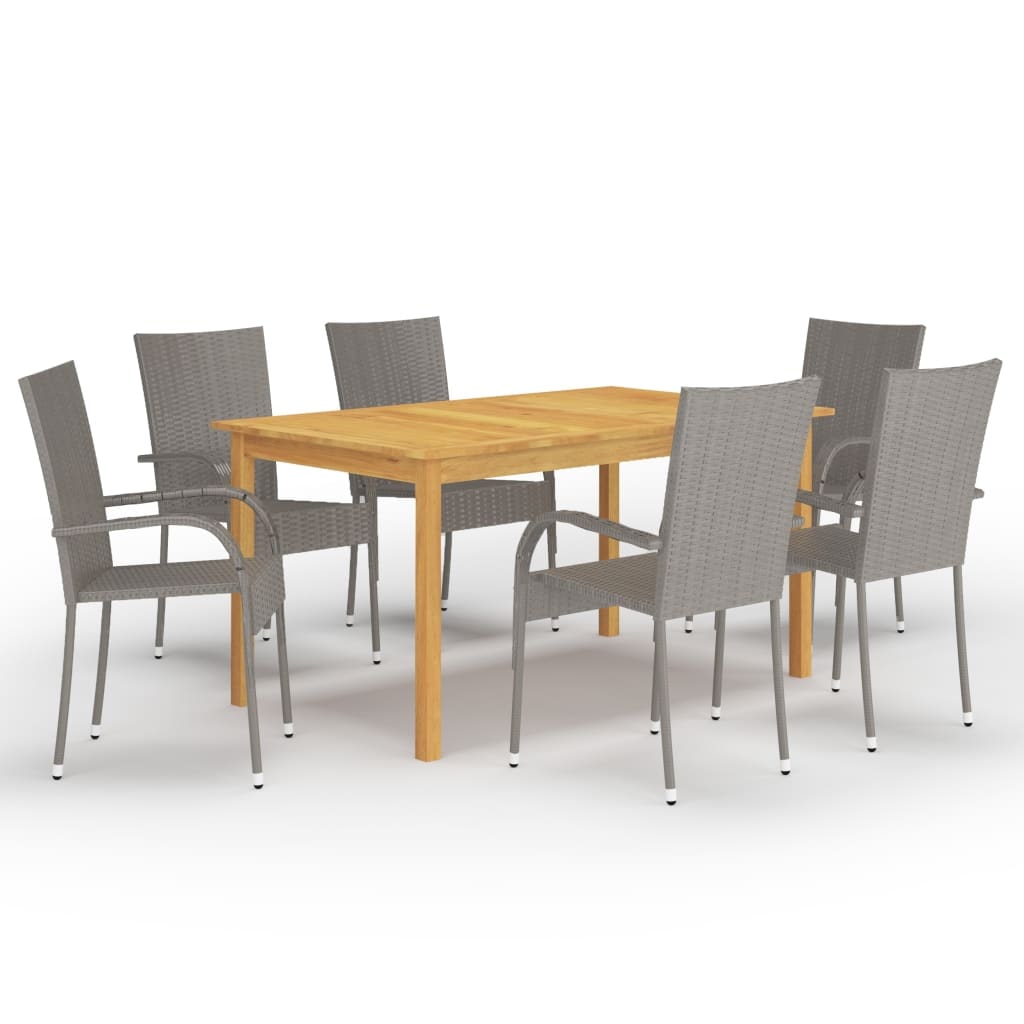 Helloshop26 - Conjunto de comedor de jardín exterior de 7 piezas muebles grises 02_0013953