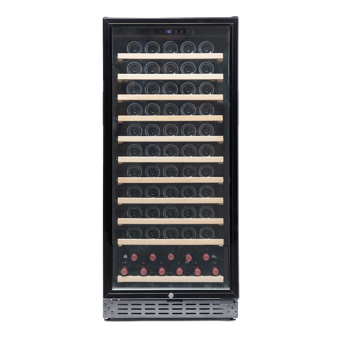 Vinobox 110 flessen. Zwarte wijnkast 1 zone