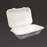 thumbnail of Vegware composteerbare bagasse voedseldozen met scharnierdeksel 22,8cm