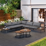 thumbnail of Merax tuinloungeset voor 5-6 personen, tuinmeubelen, eetset voor terras, balkon, tuin, binnen, buiten, eetset, 6-delig