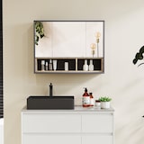thumbnail of HOMCOM Specchiera Bagno a 3 Ante con Armadietto 80x20x60 cm Grigio