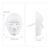 thumbnail of Relaxdays Maske im 20er Set, zum Bemalen und Basteln, Karneval, Fasching, Pappmaske Gesicht HxBxT 24 x 18,5 x 8 cm, weiß