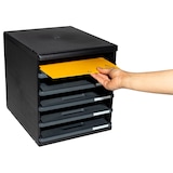 thumbnail of Exacompta 303714D 1x MODULO modulaire ladenbox met 5 open laden voor A4+ documenten, Ecoblack, zwart