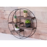 thumbnail of Wandplank HWC-K76, Hangende plank Zwevende plank, 4 planken Metalen massief hout Industrieel 45x45x11cm ~ donkerbruin