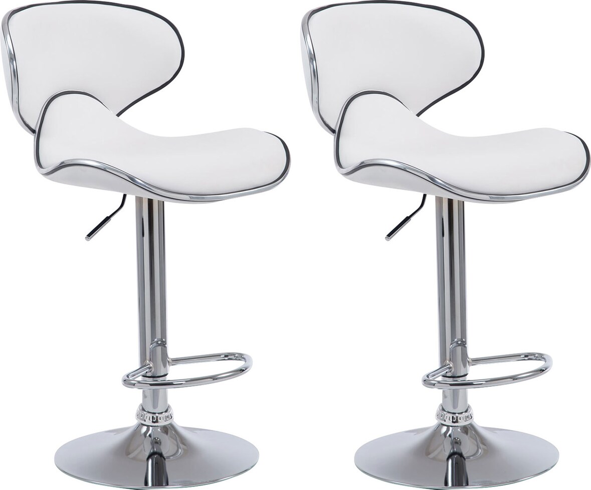 CHEFGASTRO 2er Set Barhocker MADEIRA Kunstleder Chrom HxBxT 88x46x49cm Kunstleder Weiß Barstuhl
