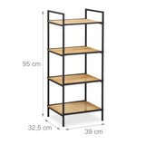 thumbnail of Relaxdays Standregal 4 Ablagen, Bambus & Metall, offenes Regal, Stehregal Flur, HxBxT: 95 x 39 x 32,5 cm, braun-schwarz