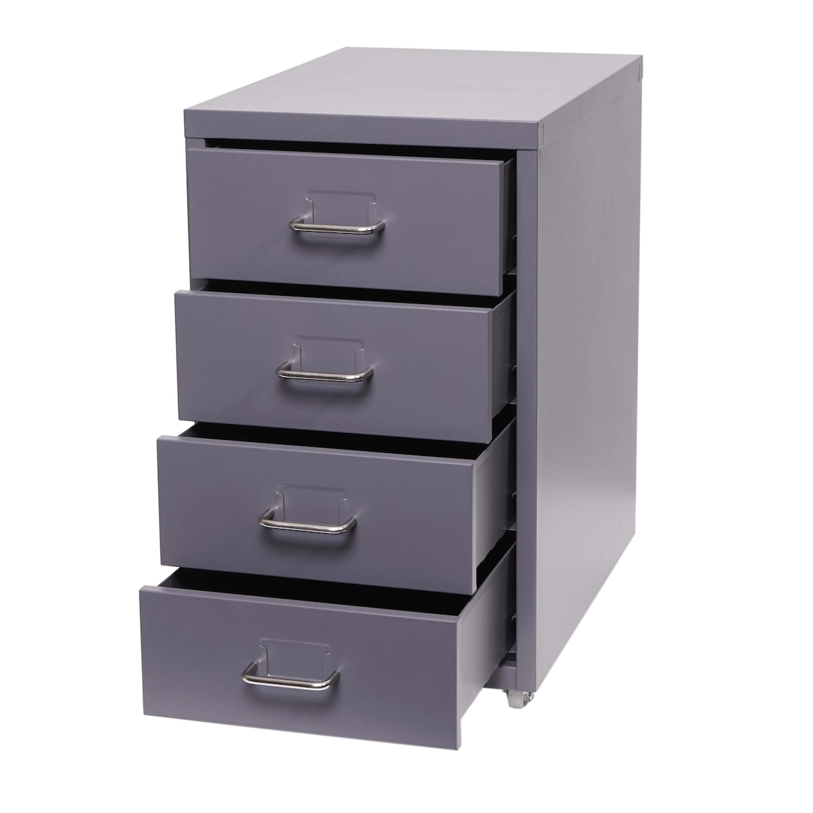 Rollcontainer Boston T851, Schubladenschrank Stahlschrank Büroschrank, 48x28x41cm 4 Schubladen ~ dunkelgrau
