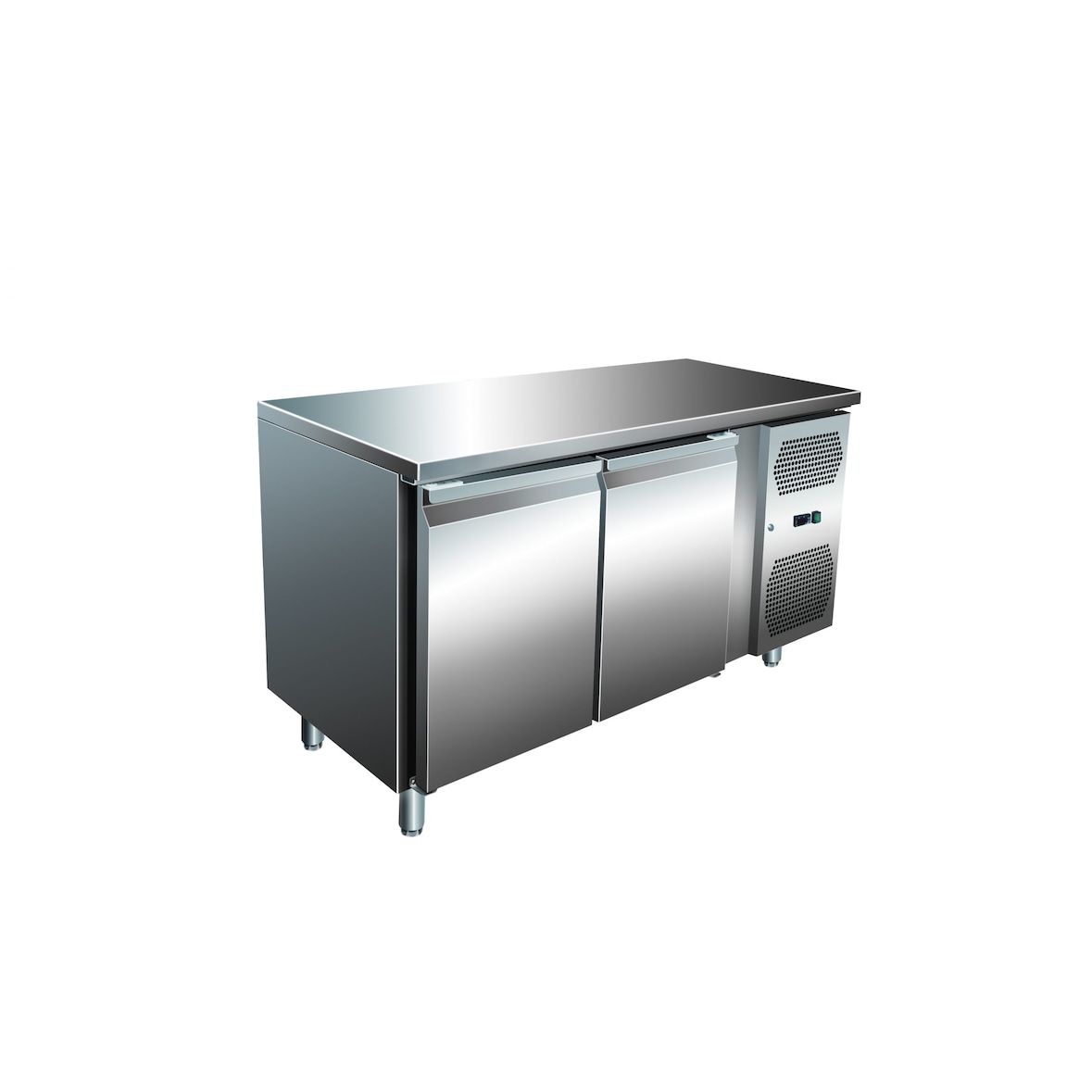Gastro Edelstahl Kühltisch Kühltheke 2 Türen 190 L -2/+8°C Umluftkühlung