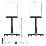 thumbnail of Taburete / silla de trabajo TOP WORK 34 PU negro espuma marco métalico hjh OFFICE