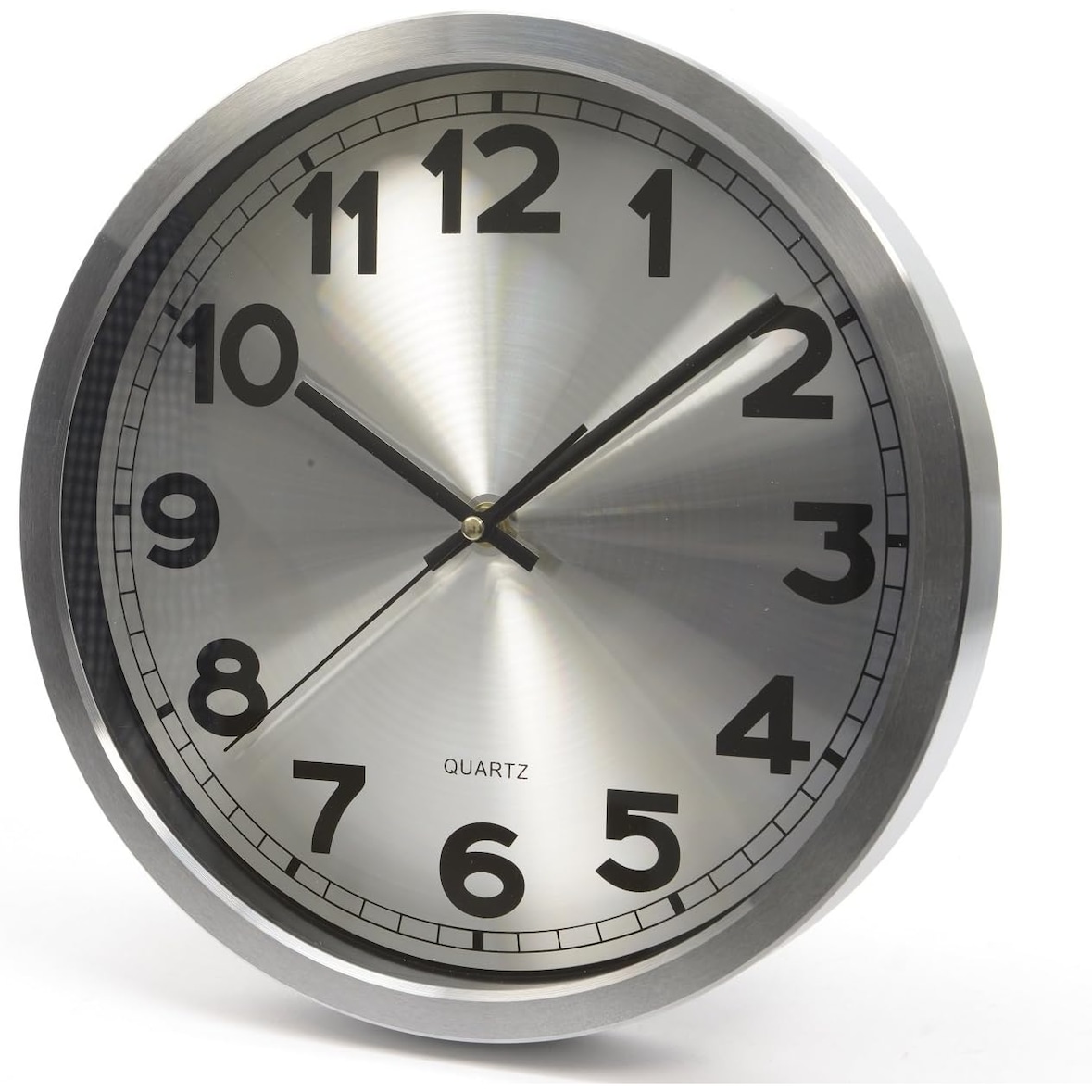 Uhr Metall Wanduhr Sekundenzeiger silber arabische Zahlen Quarz