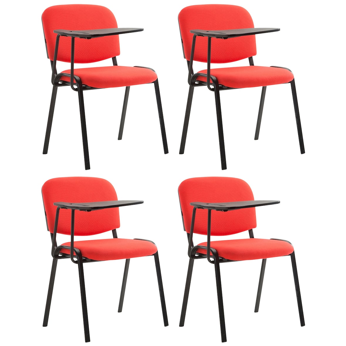 Juego de 4 sillas Ken en tela con mesa plegable Rojo