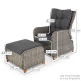 thumbnail of Garten-Relaxsessel mit Hocker, bis 130 kg Belastbarkeit, mit Polster, pflegeleichtes & wetterfestes Polyrattan, Mittelgrau/Dunkelgrau, Raburg Alisa
