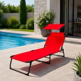 thumbnail of Lettino Pieghevole Con Tettuccio Regolabile Prendisole Parasole Schienale Reclinabile Regolabile Giardino Piscina 187 x 53 x 24 Cm Rosso